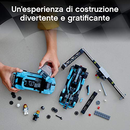 LEGO-Speed-Champions-Panasonic-Jaguar-Racing-GEN2-e-Jaguar-I-PACE-eTROPHY-Modelli-che-Corrono-in-Formula-E-con-2-Minifigure-Set-di-Costruzioni-per-Bambini-8-Anni-76898