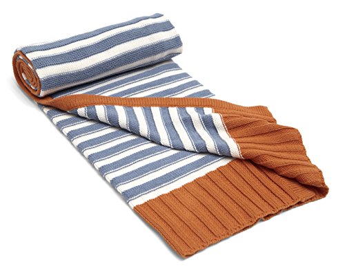 Mamas & Papas Blue Striped Small Knitted Blanket 70 x 90 cm