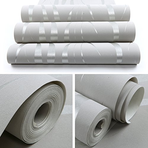 Hochwertig HANMERO®Mustertapete Simpel Modern Vliestapete Relief 0,53m*10m 7 Farben für Schlafzimmer, Wohnzimmer Wallpaper (silber-grau) … - 4