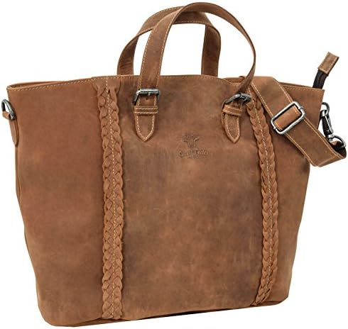 Gusti Leder studio "Penelope" Genuine Leather Shoulder Tote Shopper Satchel 14.5" Laptop Waterproof Lining Handbag Vintage Brown 2B40-20-5wp