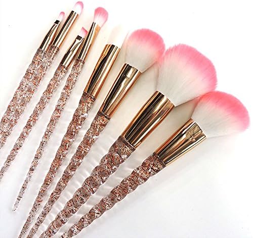 ShowPower Fashion Horns Spiral Design Handle Shape Make Up Brushes For Foundation Eyebrow Eyeliner Blush Cosmetic Concealer Makeup Brushes Set (8 Pcs, Pink)