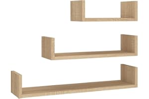 vidaXL Półki ścienne, 3 szt., dąb sonoma, materiał drewnopochodny