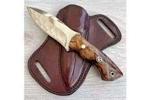TATLA CRAFT Handmade Hunting Carry Tracker Knife, Bushcraft Knives, Scout Carry Knifes with Leather Sheath, Hunting Knives with Rose Wooden Handle, Fixed Blade Viking Knives