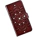 Produktbild Qjuegad Kompatibel mit Samsung Galaxy Note 10 Plus Hülle Leder Handyhülle Glitzer Strass Tasche Mandala Muster Bling Diamant Ledertasche Flip Wallet Case Brieftasche Schutzhülle Handytasche,Brown