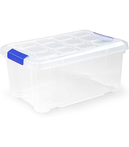 Boîte De Rangement Avec Couvercle Empilable 7 Litres - Clips Blancs