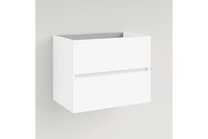 Baikal Modular Mueble de Baño de 2 Cajones, Suspendido en Pared, Módulo de Baño, en Melamina 16mm. Mueble MONTADO. Combinable con Cualquier Top Mueble 2 Cajones 70 cm Blanco