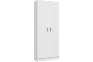 Mobelcenter - Armario Multiusos 2 Puertas - Armario Auxiliar con Escobero - Acabado Color Blanco - Medidas: Ancho: 73 cm x Fondo: 37 cm x Alto: 180 cm - (1231)