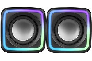 MARSGAMING Mars Gaming MSCUBE, Kompakte 8W Gaming-Lautsprecher, Raumklang-DSP-Sound, RGB Active-Flow, Steuerbox, USB + 3,5mm Klinke, Schwarz