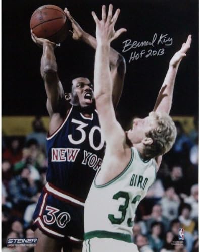 NBA New York Knicks Bernard King Signed Jumper Over Bird Photograph, 16x20-Inch