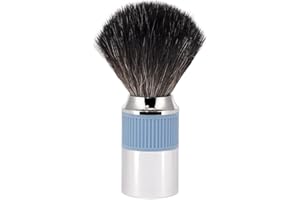 M MÜHLE MÜHLE NEO shaving brush | Vegan Shave Brush for Shaving soaps and creams | sustainable eco-friendly and reusable |exfoliating shaving brush | chrome with glacier blue silicone grip handle