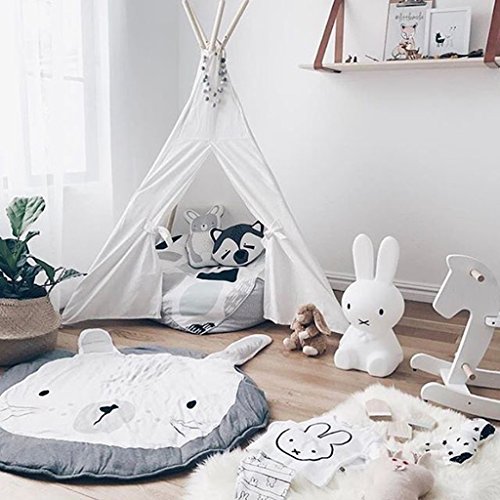 MagiDeal Baumwolle Rund Kinder Teppich / Kinderteppich / Spielteppich unter Betthimmel Baldachin , Lovely Kaninchen Design , 95cm - 4