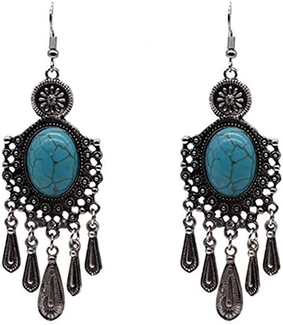 Ladies fashion vintage ethnic Feng Shui drops tassel diamond earrings dangler