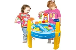 Delex® Large Deluxe Freight Train Track Railway Lines Sand Water Table Garden Sandpit Toy Watering Can Mould Shapes Play Set, Great Christmas XMAS Birthday Gift for Kids Boys Girls (Blue)