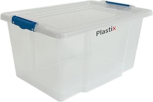 Plastix 50L storage box containers with lids,Really useful plastic box for Store Home & Office stuff Stackable [UK Made]