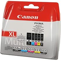 Canon Originali PGI-550XL BK + CLI-551XL CMYK – Set Di Cartucce D'Inchiostro Per Stampanti Pixma