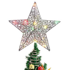 Stella Di Natale Con Luci.Punte Albero Di Natale Casa E Cucina Decorazione Natalizia A Forma Di Stella 12 Pollici Stobok Argento Con Luci Colorate Mobifixe Com