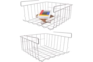 WEERSTONE Regał dolny, kosz do przechowywania, metalowy kosz wiszący, regał pod szafkę, metalowy organizer do kuchni, biura, spiżarni, łazienki, szafy, 2 sztuki, biały