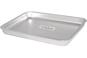 Vogue Aluminium Bakewell Pan Oven Tray 420 mm, Grey, Size: 40(H) x 420(W) x 305(D)mm, Bakeware, Even Heat Distribution, Professional & Home Kitchen Use, K434