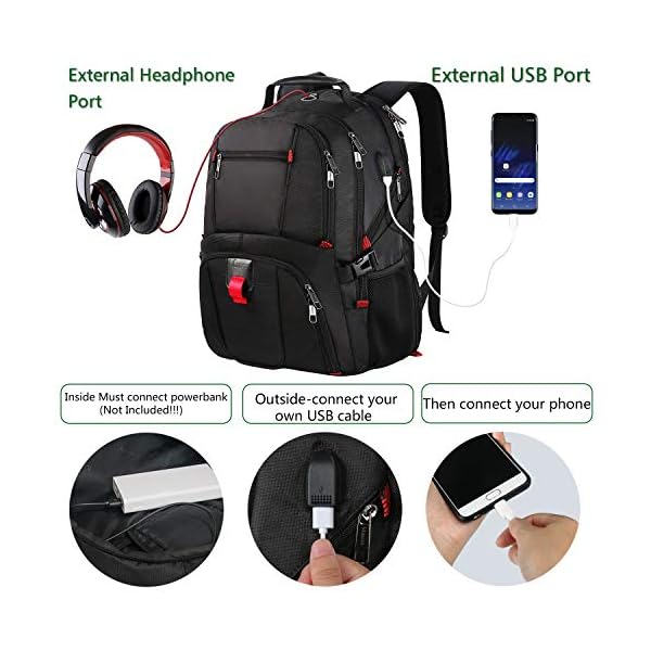 MANCRO Laptop Backpack,Large Business Water Resistant Travel Rucksack with USB Charging Port Fit Most 17.3 Laptop and Notebook,Black - Image 3