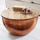 cagü exklusive Industriedesign Couchtisch-Serie PULIM mit Mangoholztischplatte in den Farben Grau, Natur, Weiß und Kupfer handgefertigt