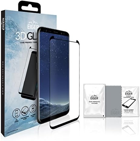 EIGER 3D Glass for Samsung Galaxy S8+ Full Screen Premium Tempered Glass Screen Protector in CLEAR/BLACK with Cleaning Kit