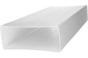 Vent Systems 220 x 90 mm White Rectangular Flat Tube Connector – Straight Ventilation Channel Pipe Joint - PVC Air Duct Link Piece - HVAC Exhaust, Bathroom, Home