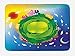 Produktbild ARTOPB Earth Bath Mat, Cartoon Style Global Scene with Houses and Buildings Clouds Day's Cycle Day and Night, Plush Bathroom Decor Mat with Non Slip Backing, 23.6 W X 15.7 W Inches, Multicolor