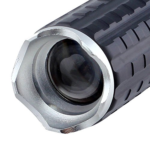 Tping Zoomable CREE Q5 LED Taschenlampe Lange Spikes Mace Baseballschläger Form Taschenlampe für Selbstverteidigung, Camping, Wandern (Schwarz) - 4