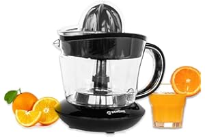 BEHOME Elektrische Zitronenpresse hohe Saftausbeute Kapazität 700ML | Orangenpresse 2 Drehrichtungen, 2 Kegel Doppelkegel für Orangenpressen Elektrische Saftpresse Edelstahl, Schwarz