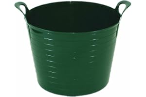 TENLITE Heavy Duty Plastic 50L Bin Dustbin/Small Mixing Tray 70cm x 70cm Sand Pool Pit Tray For Playing/ 14L Strong Plastic Multi-Purpose Storage Bucket Home Garden (Dark Green, 26L FLEXI TUB)
