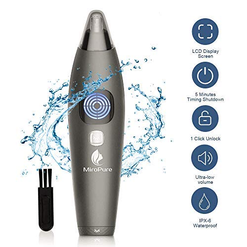 MiroPure Tagliapeli Impermeabile per Naso con Schermo LCD per Batteria, Blocco con 1 Tasto e Spegnimento Automatico in 5 Minuti per Ambienti Umidi/Asciutti