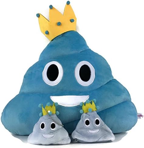 Global Rankings Poop Emoji Throw Pillow with FREE Keyring Chain &amp; Soft Money Purse (Baby Blue Poop Set)
