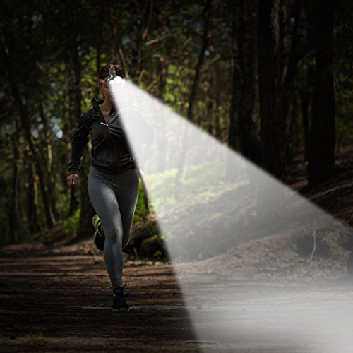 Kopf-Lampe mit superhellen weißen LED Lampen und 4 Leuchtfunktionen Wiederaufladbare Stirn-Lampe - 5