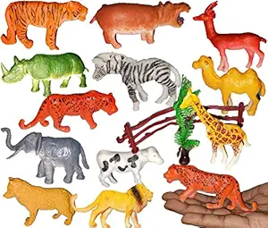 Mallexo Jungle Animal Toys for Kids Play Safely Toys 12PCs Forest Animal Set for Kids Mid Size Multi-Color Animal Figures for Kids (12PC_MID_Animal)