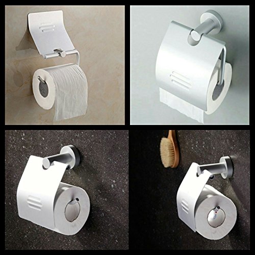 Premium Design Toilettenpapierhalter, matt-gebürstet, rostfrei, hochwertiger Klopapierhalter mit Deckel fürs WC - 7