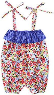 SCFEL Family Matching Outfits Sister and Baby Flower Spaghetti Straps Romper Skirt Clothing Set (6-12 Months, Baby)