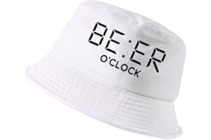 CFCYS Fischerhüte Für Damen,Baumwolle Lustig Bier Oclock Druck Männer Fischer Hüte Cool Sommer Lustig Männer Frauen Eimer Hut Outdoor Panama Angelkappe