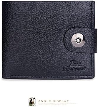 Men’s Soft Leather Around RFID BLOCKING Wallet Purse ID / Card Holder With Metal buckle button and High Capacity Pocket