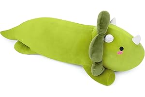 Desdfcer Long Dinosaur Plush, 31.5in Giant Dinosaur Teddy, Dinosaur Stuffed Animal Plush Pillow, Kawaii Dinosaur Body Soft Toys for Boys Girls,Gift for Birthday Christmas