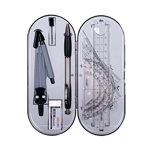 La Haute Juego de compás, 8 piezas, con compás, transportador, para matemáticas, geometría, para niños, regalo de papelería, color #4