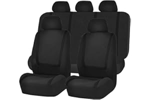 JNNJ 9 Piezas Protector Universal para Asiento de Coche, Protector de Asiento Delantero para Conductor y Copiloto, Fundas Coche Asientos Accesorios Universales para SUV Camión Transportar(Negro)