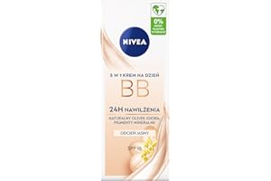 NIVEA 24H Nawilżający krem BB do twarzy na dzień z olejkiem jojoba i pigmentami mineralnymi z SPF15, odcień jasny, 50 ml