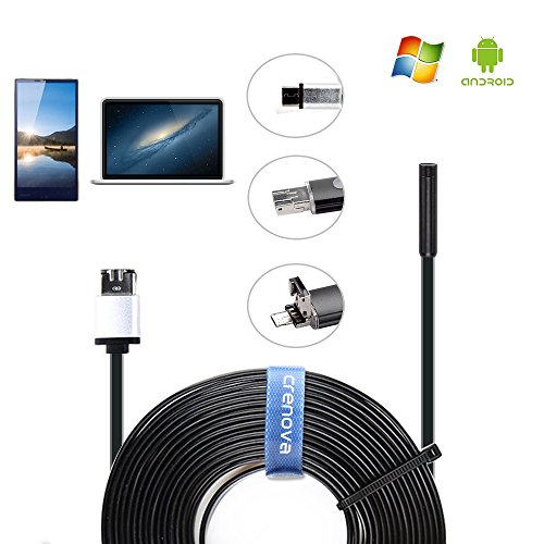 Crenova iScope 2 in 1 2.0 Megapixel CMOS HD Micro USB Type-C Endoscope Waterproof Handheld Borescope Digital Inspection Camera Snake Camera For Mac/Windows System Android Smartphone with 4 Meters Cable
