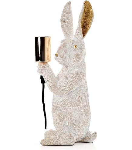 Britalia Gold Resin Hiding Hare Sculpture Vintage Table Lamp - View #13