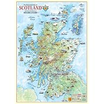 Scotland Map, Hand Illustrated B2 Map of SCOTLAND Highlands ...
