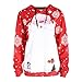 Produktbild FORH Damen Weihnachts Hoodies Sweatshirt Santa Weihnachtsgeschenk Drucken langarm jacke Mit Kapuze warm weich wintermantel mode Kapuzenpullover outwear (S, Rot)