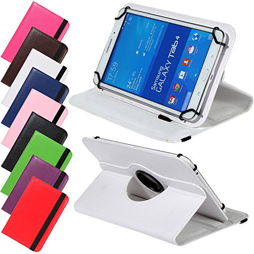 Universal Rotation Tasche für Tablet Modelle in 7, 8 oder 10 Zoll Größe Case Schutz Hülle Cover (7 Zoll, Weiß)