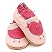 Dotty Fish Soft Leather Baby Shoes with Non Slip Suede Soles. Toddler Shoes. Pretty Pink Shoe with Bird Design for Girls. 18-24 Months