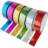 Artlantis Renkli Hologram Bant 6 Renk 1 Paket 18mm x 3 Metre Yaldızlı Metalik Desenli Fosforlu Hologram Bant Hobi Tasarım