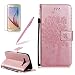 Produktbild Handyhülle für Galaxy J7 2016, Schutzhülle Tasche Lanyard PU Leder mit Silikon Back Cover, Girlyard Hülle Katzen und Baum Design Muster Prägemuster Flip Case Wallet mit Standfunktion Kartenfächer Magnet Etui Schale für Samsung Galaxy J7 2016 Rosegold